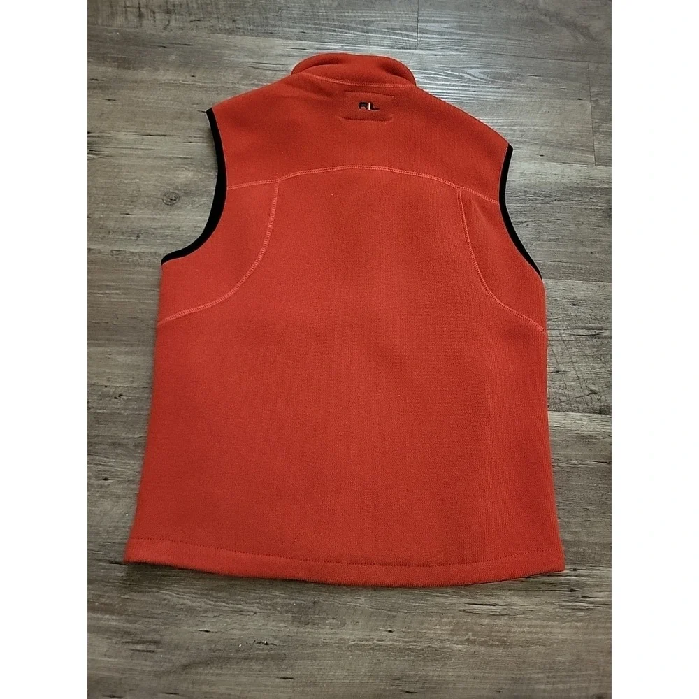 Polo Ralph‎ Lauren Men's Vintage Orange Fleece Full-Zip Vest Small Sleeveless